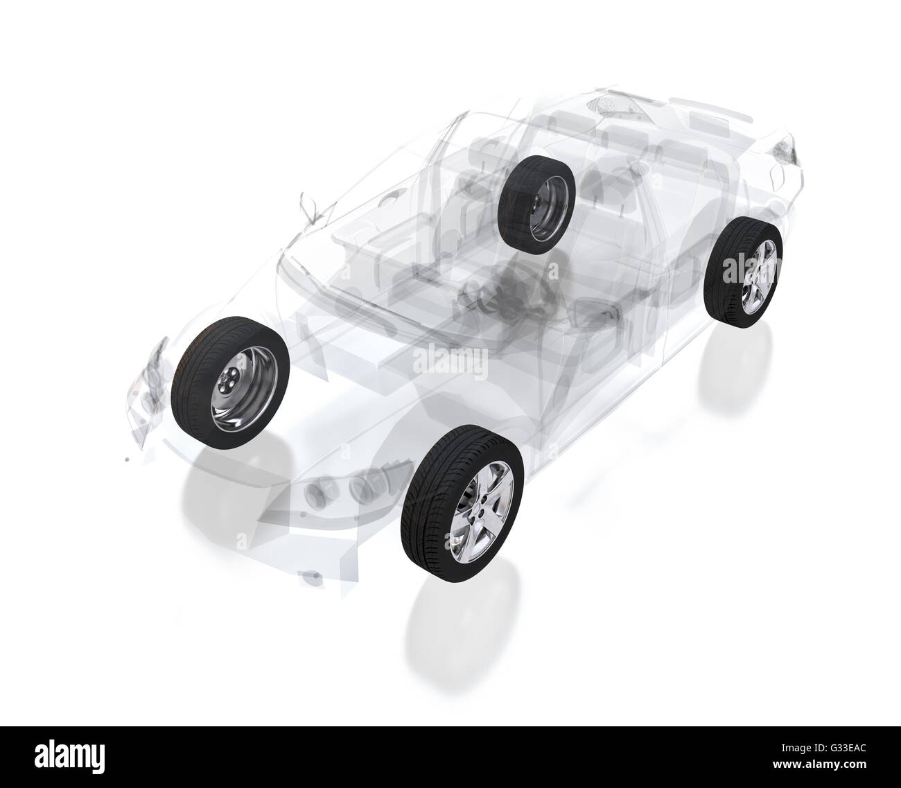 X-ray Auto isoliert auf weiss. 3D illustration Stockfoto