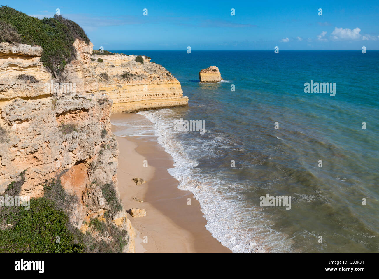Küsten Blick entlang der sieben hängenden Täler Trail, Algarve, Portugal Stockfoto