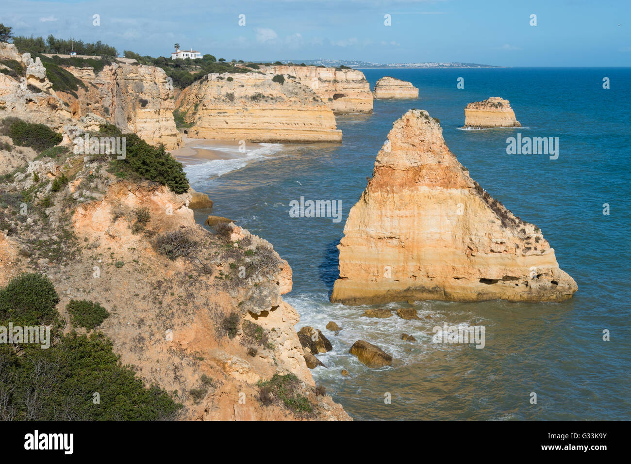 Küsten Blick entlang der sieben hängenden Täler Trail, Algarve, Portugal Stockfoto