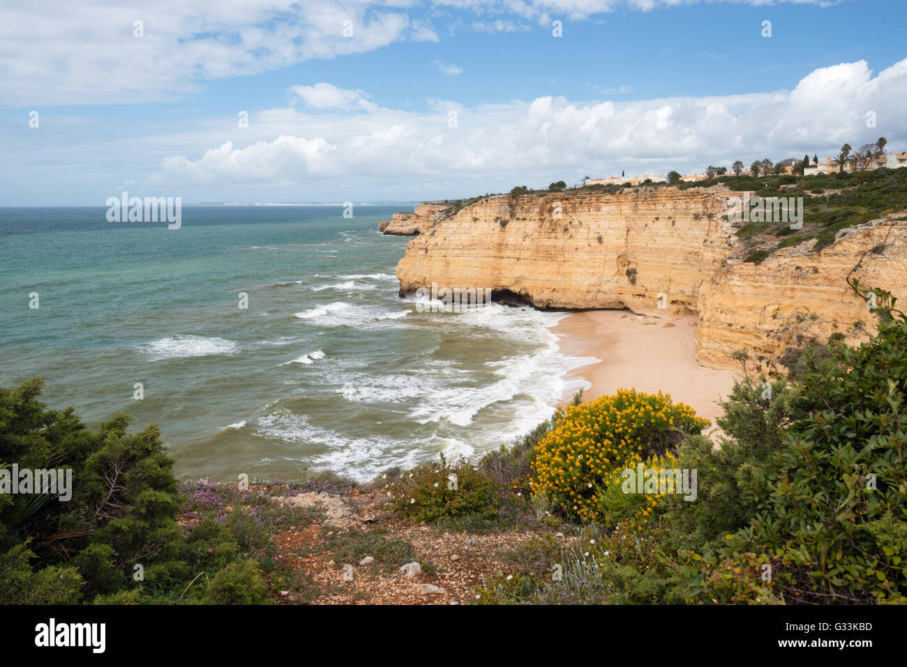 Küsten Blick entlang der sieben hängenden Täler Trail, Algarve, Portugal Stockfoto