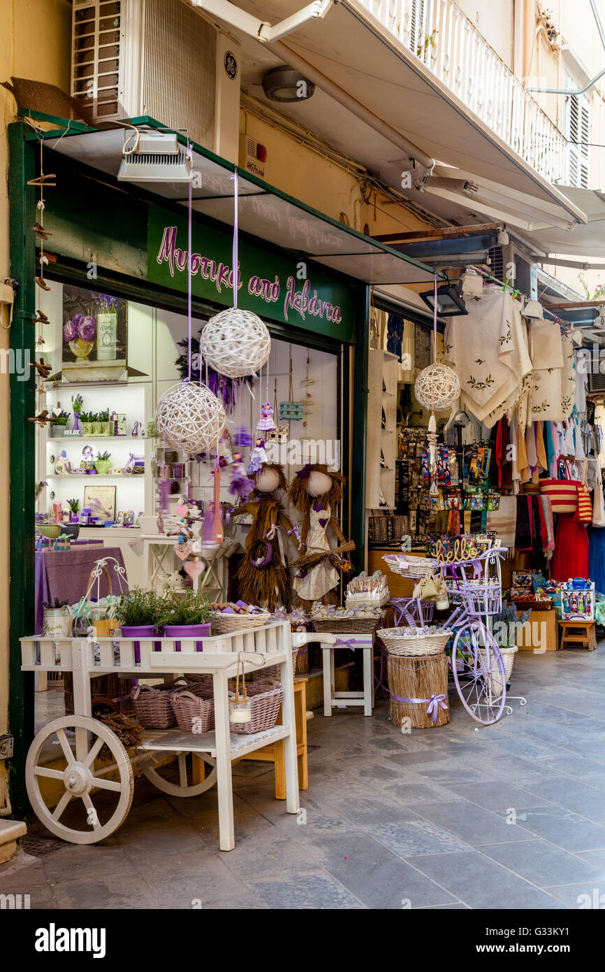 Bunte Läden In der Altstadt von Korfu, Korfu, Griechenland Stockfoto