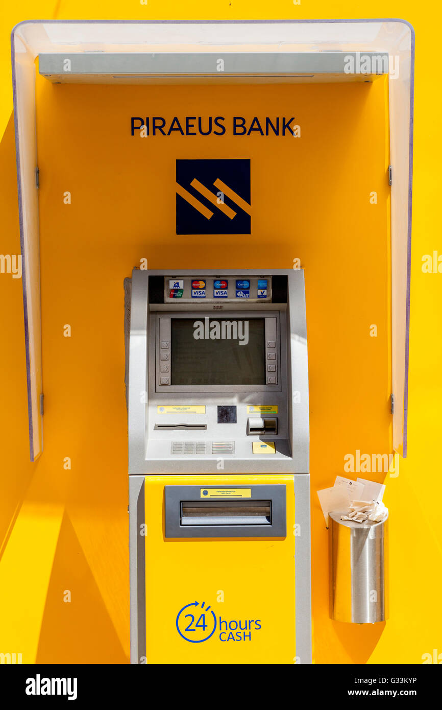 Bunte ATM, Altstadt von Korfu, Korfu, Griechenland Stockfoto