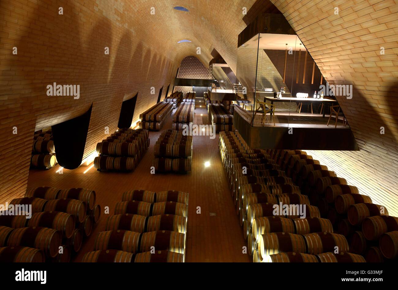 Marchesi Antinori Weingut Tenuta Bargino, erstellt von Studio Archea Associati, San Casciano Val di Pesa, Florenz, Italien, Stockfoto