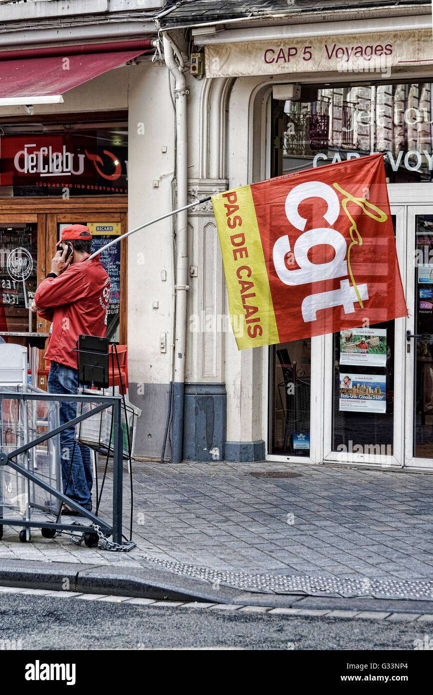 Französischen CGT Union Demonstrant, Arras. Frankreich Stockfoto