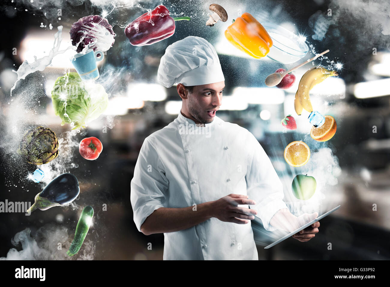 Rezepte auf dem tablet Stockfoto