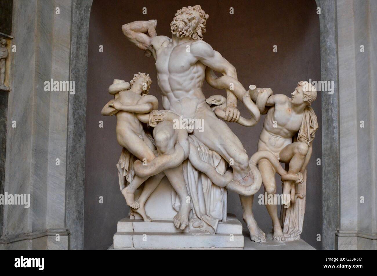 Laocoön und seine Söhne, auch Laocoön-Gruppe genannt Stockfoto