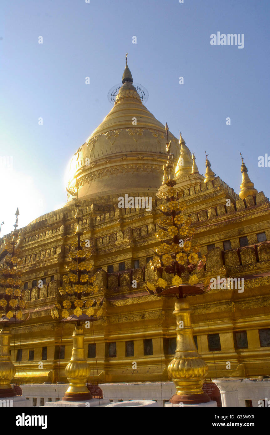 Asien, Wezigon Paya, Nyaung U, Bagan, Myanmar (Burma) Stockfoto