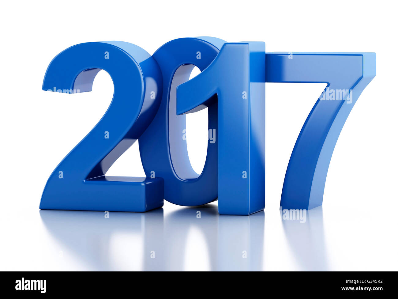 3D Renderer Bild. Neue Jahr 2017 isoliert auf weißem Hintergrund. Stockfoto