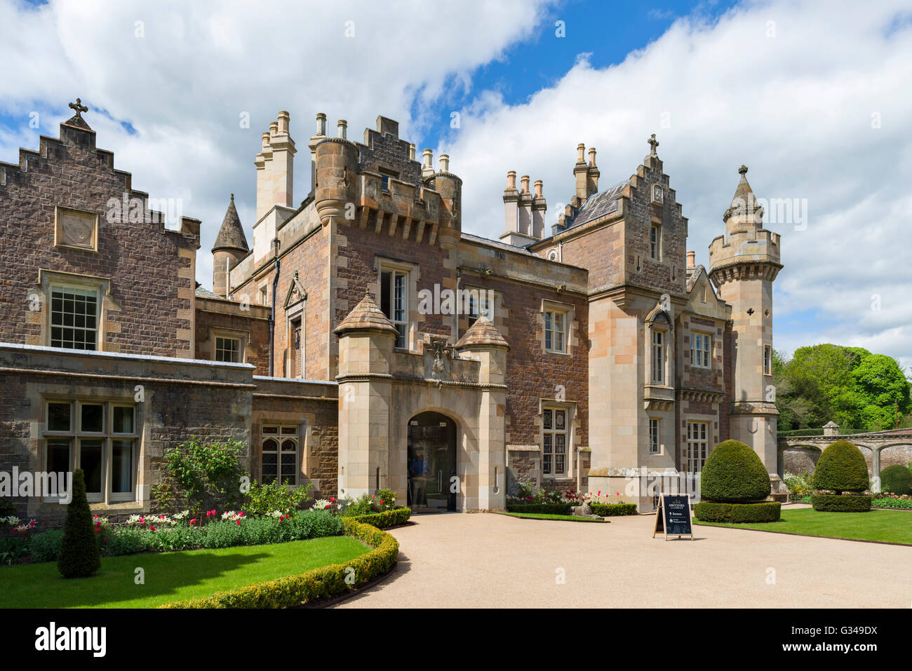 Abbotsford House, ehemalige Heimat der Schriftsteller und Dichter Sir Walter Scott, Melrose, Scottish Borders, Schottland, Großbritannien Stockfoto