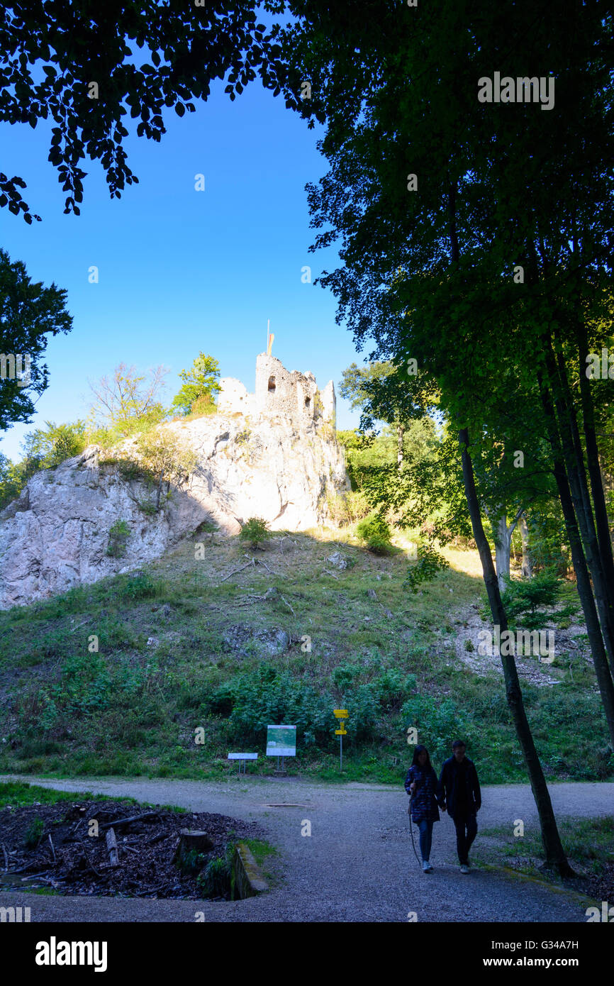 Naturpark Sparbach: Burg Ruine Johannstein, Österreich, Niederösterreich, Niederösterreich, Wienerwald, Hinterbrühl Stockfoto
