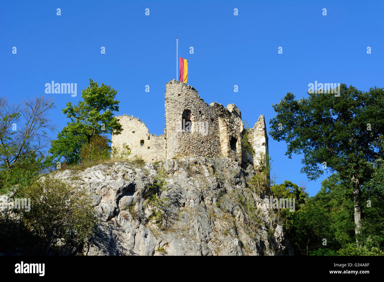 Naturpark Sparbach: Burg Ruine Johannstein, Österreich, Niederösterreich, Niederösterreich, Wienerwald, Hinterbrühl Stockfoto