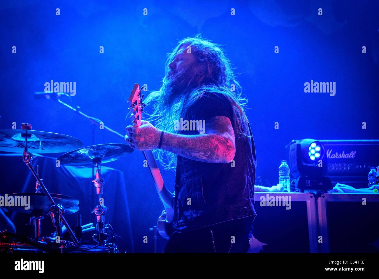 Toronto, Ontario, Kanada. 6. Juni 2016. US-amerikanische Heavy-Metal-Band Devildriver trat eine Vorstellung im Opernhaus in Toronto. Bandmitglieder: DEZ FAFARA, MIKE SPREITZER, NEAL TIEMANN, AUSTIN D'AMOND, DIEGO IBARRA © Igor Vidyashev/ZUMA Draht/Alamy Live News Stockfoto