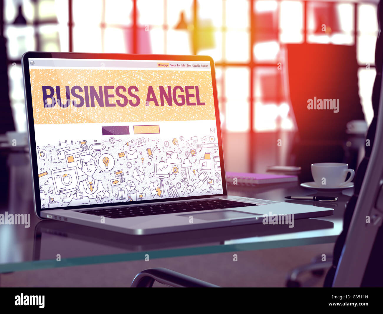 Business-Angel-Konzept auf Laptop-Bildschirm. Stockfoto