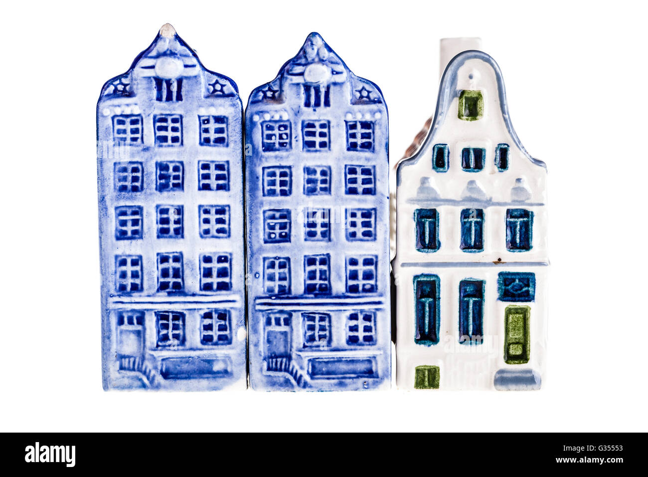 Porzellan-holländischen Kanal Hausmodell isoliert auf einem weißen Hintergrund Stockfoto