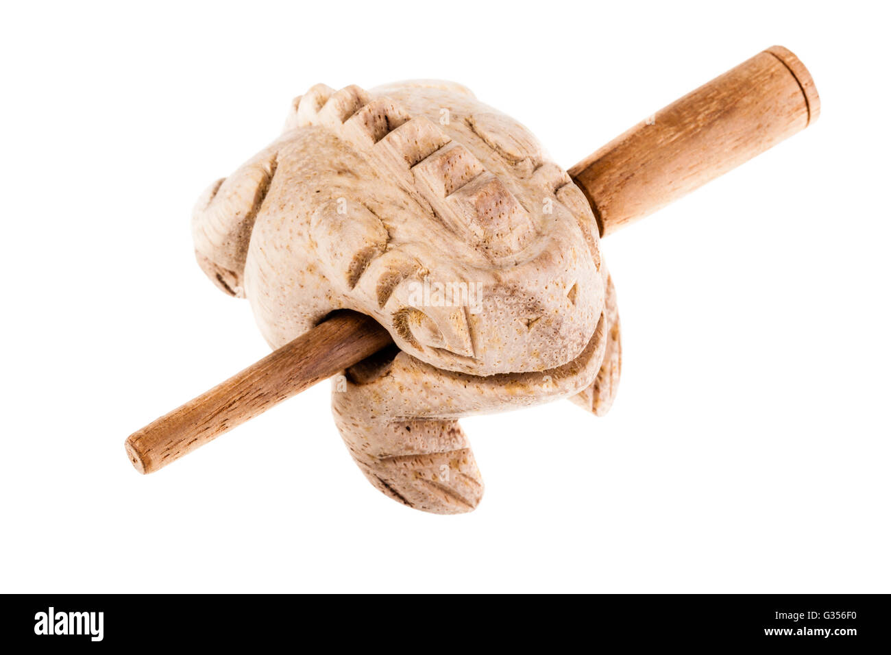 Frosch Guiro Musik Percussion Holz Isoliert Auf Einem Weissen Hintergrund Stockfotografie Alamy