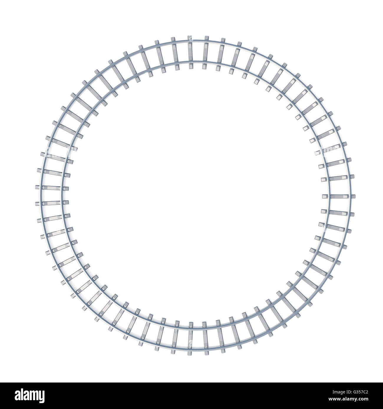 Kreis-Eisenbahn-Isoated auf weißem Hintergrund. 3D illustration Stockfoto