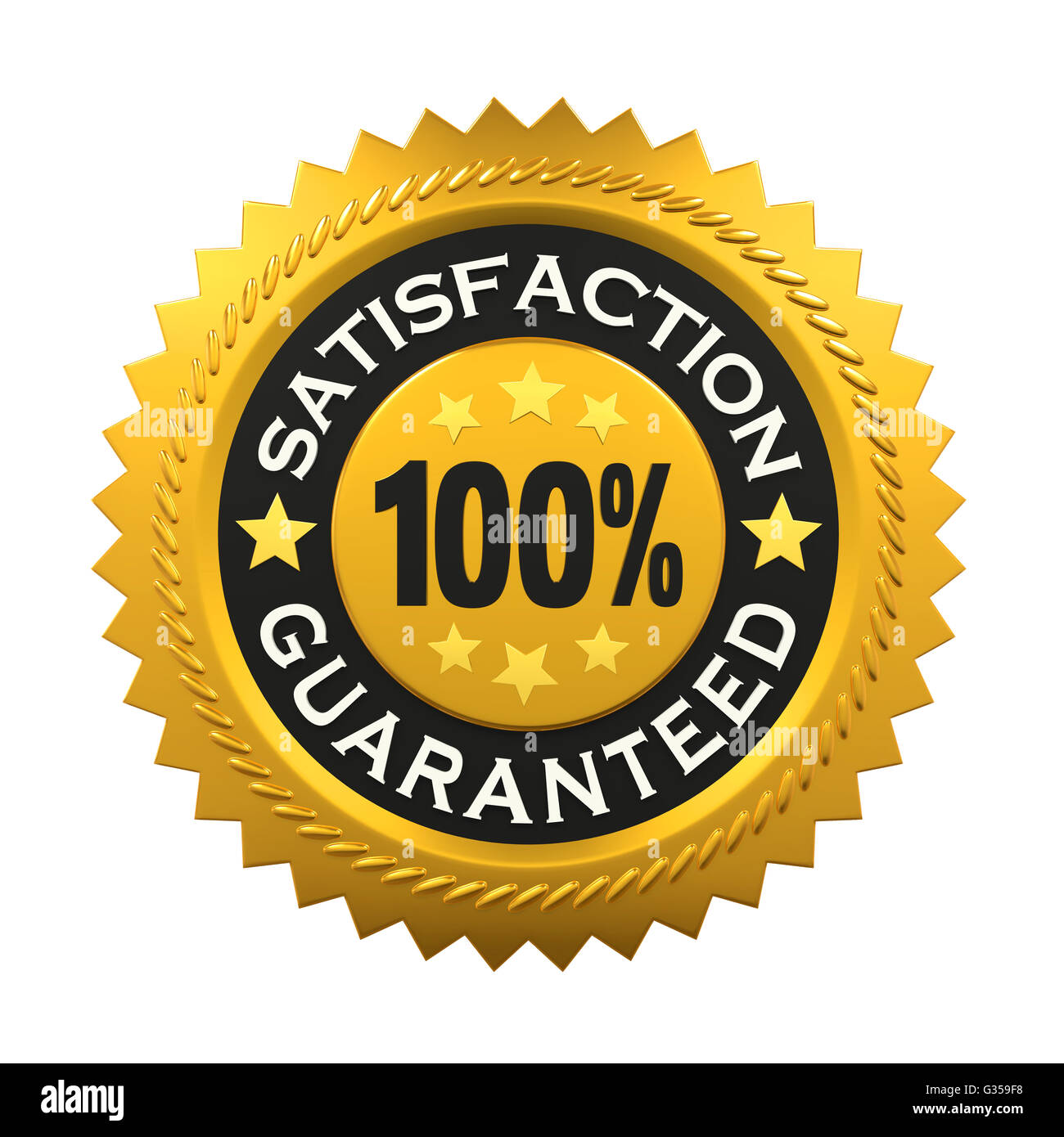 Zufriedenheit garantiert Label Stockfoto