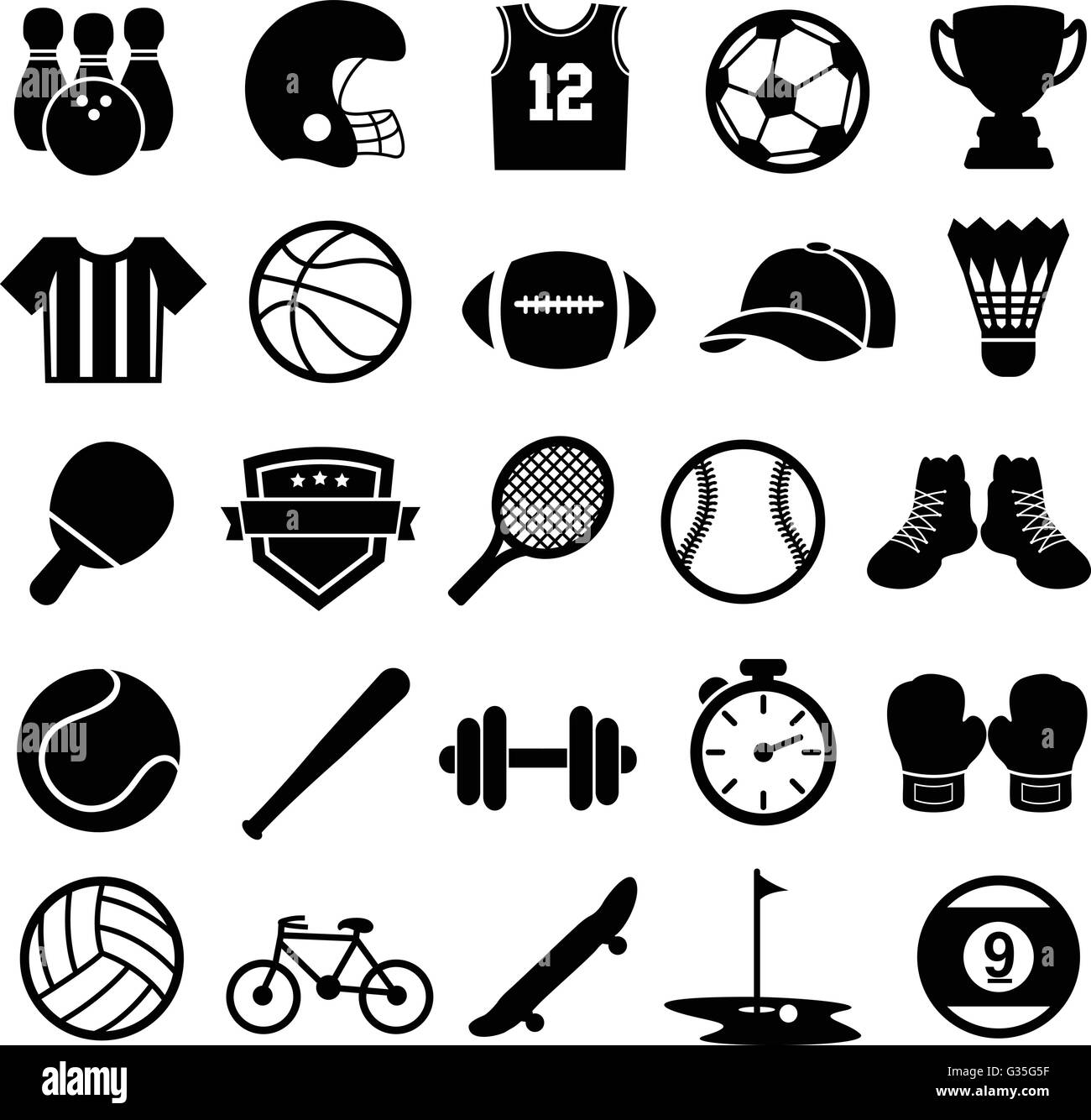 Sport Symbole, Silhouette, Sport und Fitness Stock Vektor