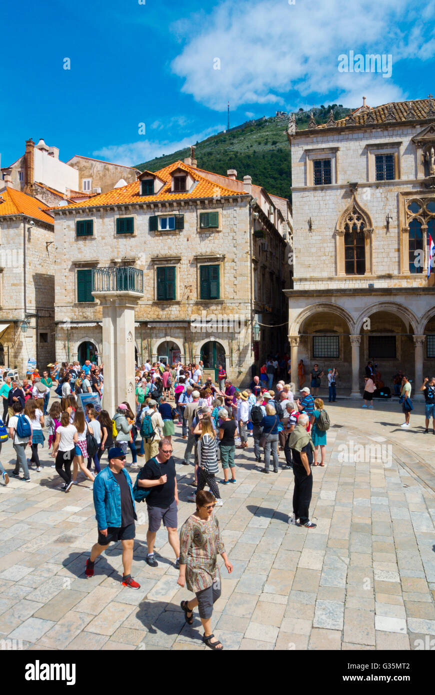 Luza quadratisch, mit Roland Säule, Grad, der alten Stadt, Dubrovnik, Dalmatien, Kroatien Stockfoto