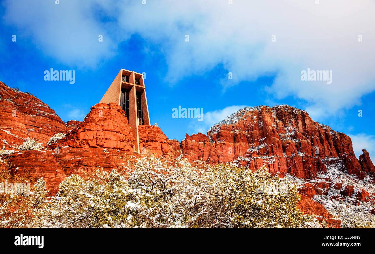 Kirche des Heiligen Kreuzes in Sedona. Arizona im winter Stockfoto