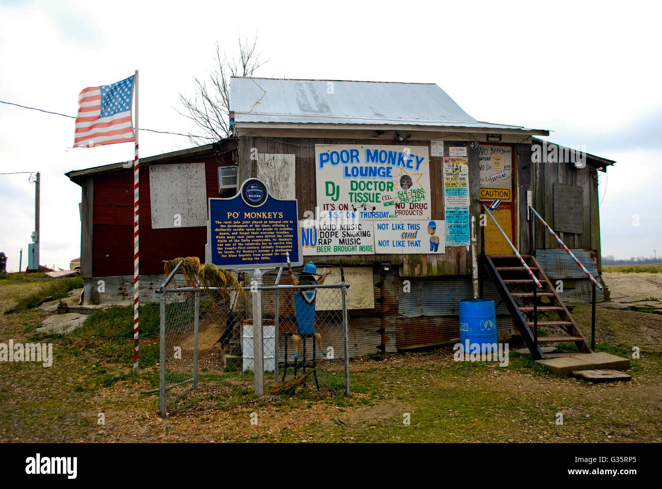 Po' Affen - eines der letzten verbleibenden Juke Gelenke im Mississippi-Delta, Merigold, USA Stockfoto