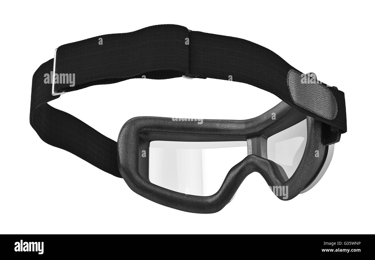 Leder Retro-Brille mit Gurt, Ansicht von unten Stockfoto