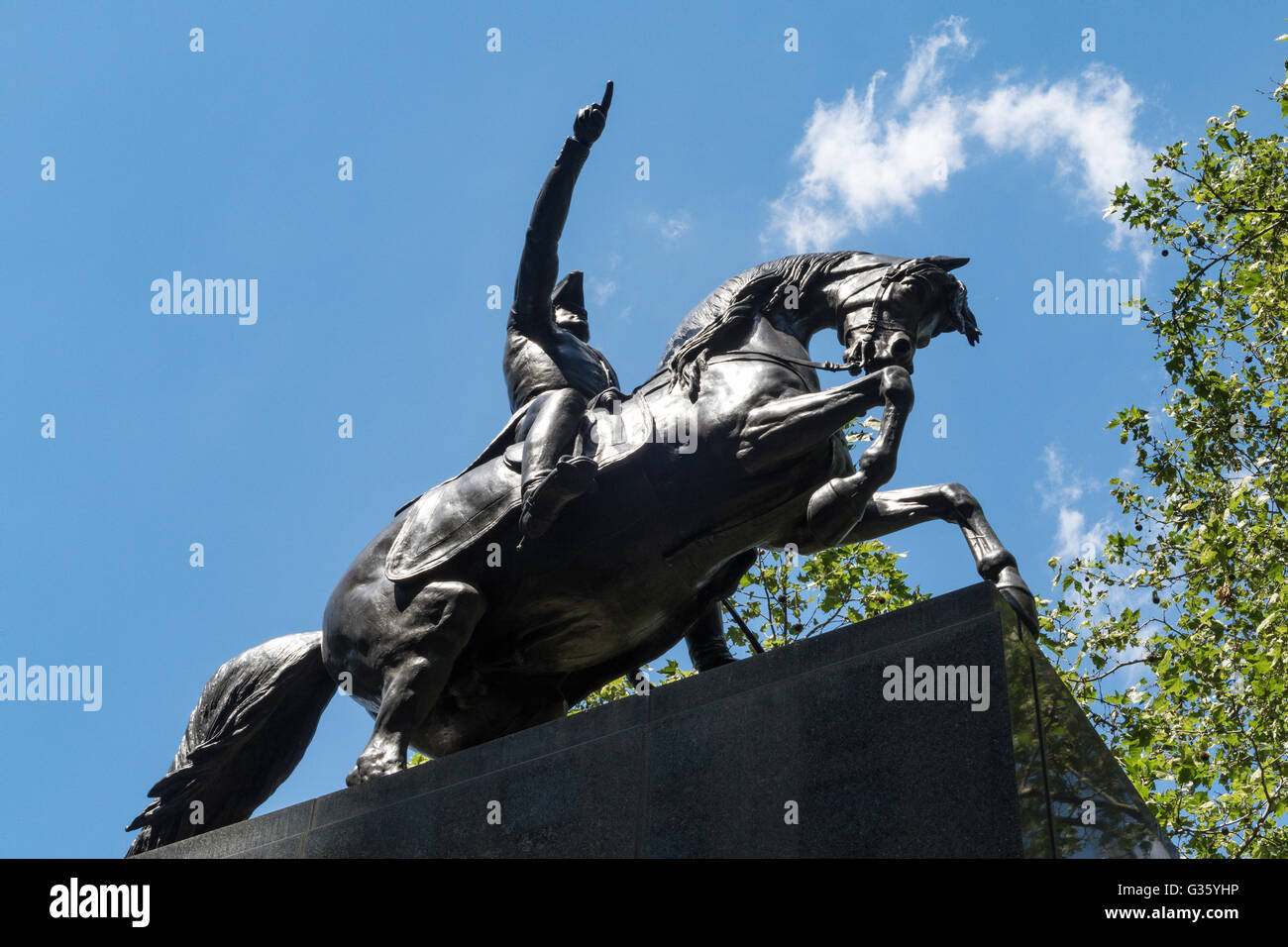 General José de San Martin Skulptur, Central Park, NYC Stockfoto