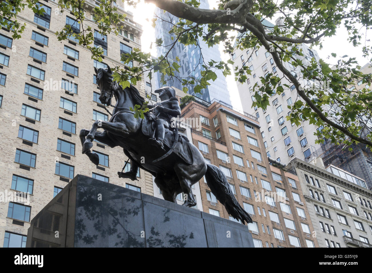 General José de San Martin Skulptur, Central Park, NYC Stockfoto