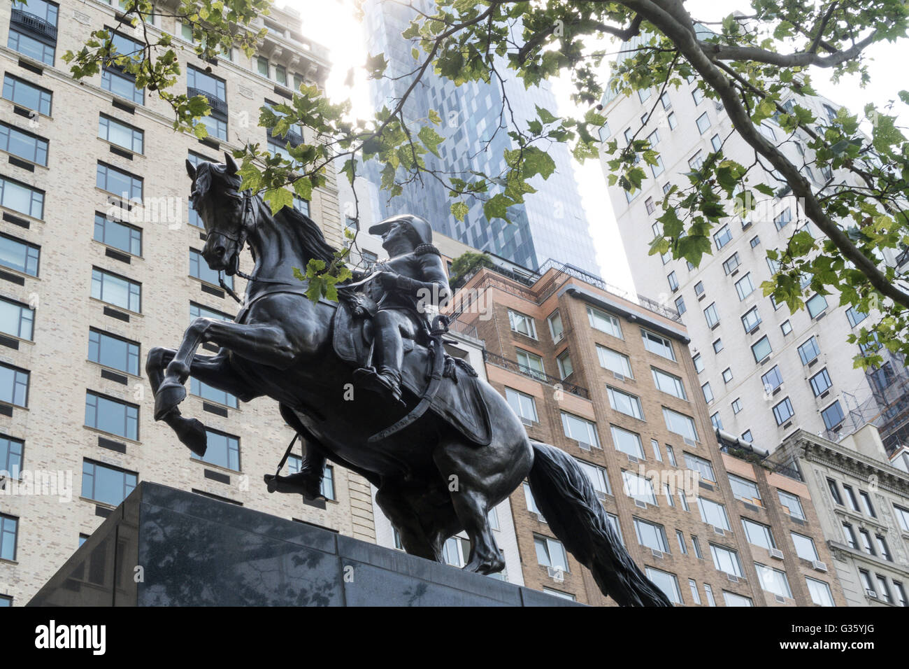 General José de San Martin Skulptur, Central Park, NYC Stockfoto