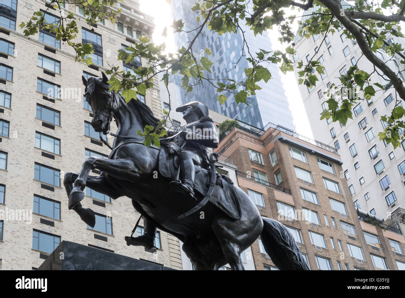 General José de San Martin Skulptur, Central Park, NYC Stockfoto