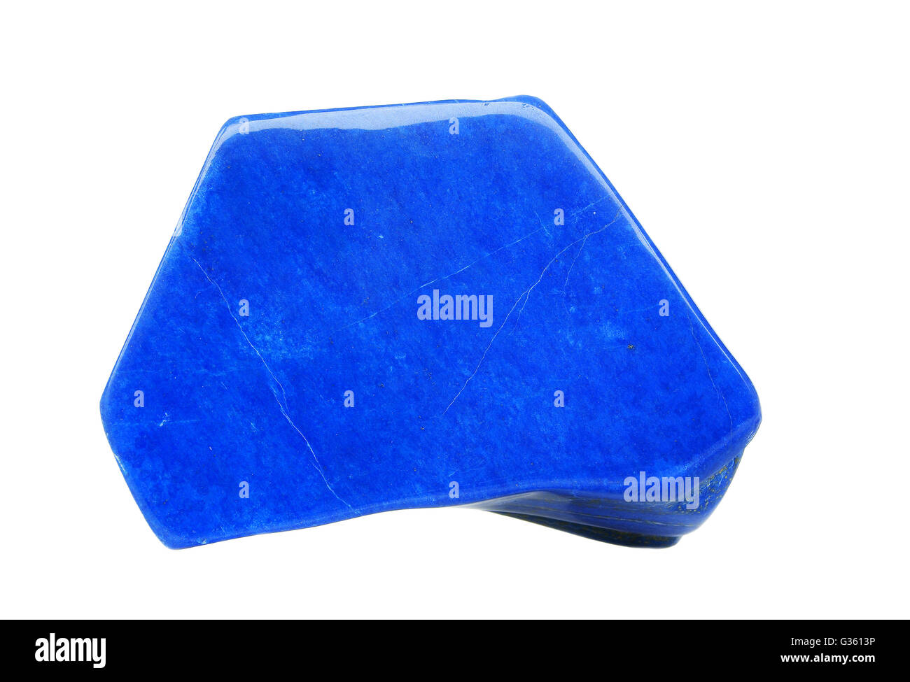 Blaue Lazurite poliert mit Pyrit isoliert Stockfoto
