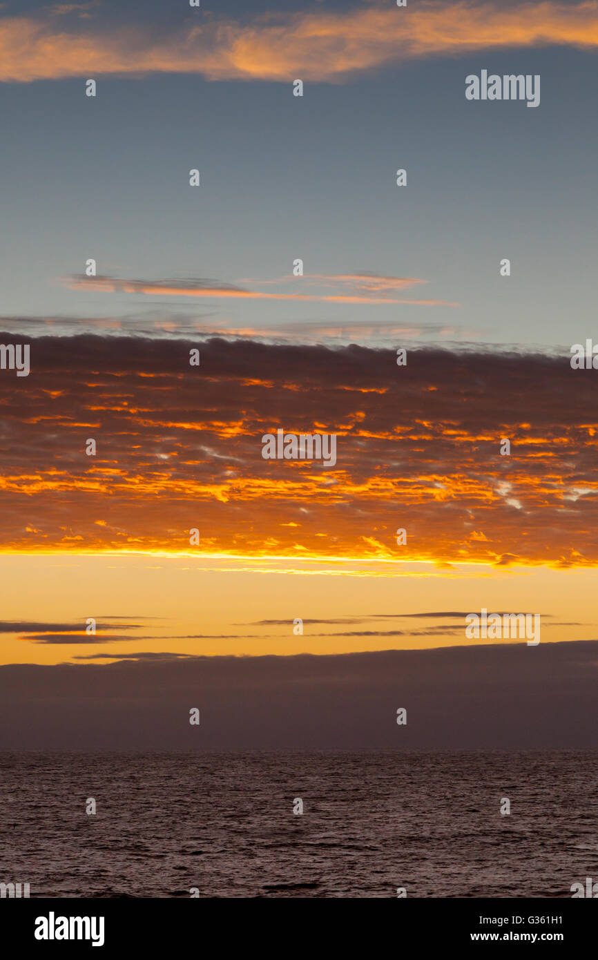 Südlichen Ozean Sonnenuntergang, auf dem Weg zum Bounty Island Stockfoto