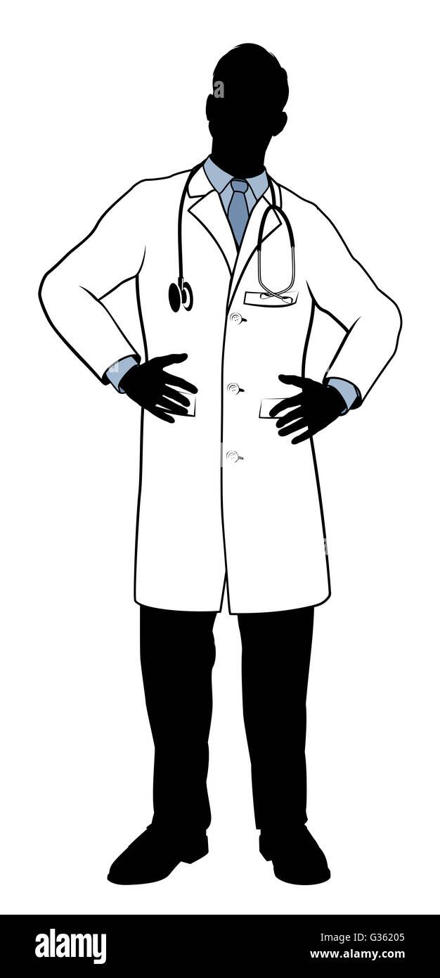 Ein eher schneidigen heroischen aussehende Arzt in der silhouette Stockfoto