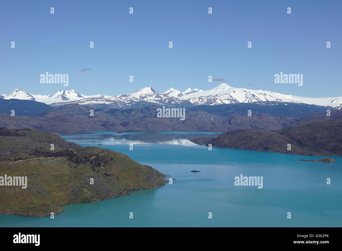 Südlichen patagonischen Eisfeld (Campo de Hielo Sur) und Lake Pehoe vom Mirador Condor, Torres del Paine Nationalpark-Chile Stockfoto