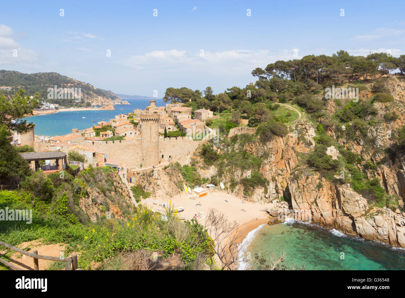 Blick auf die Altstadt von Tossa de Mar-Costa Brava, Spanien Stockfoto