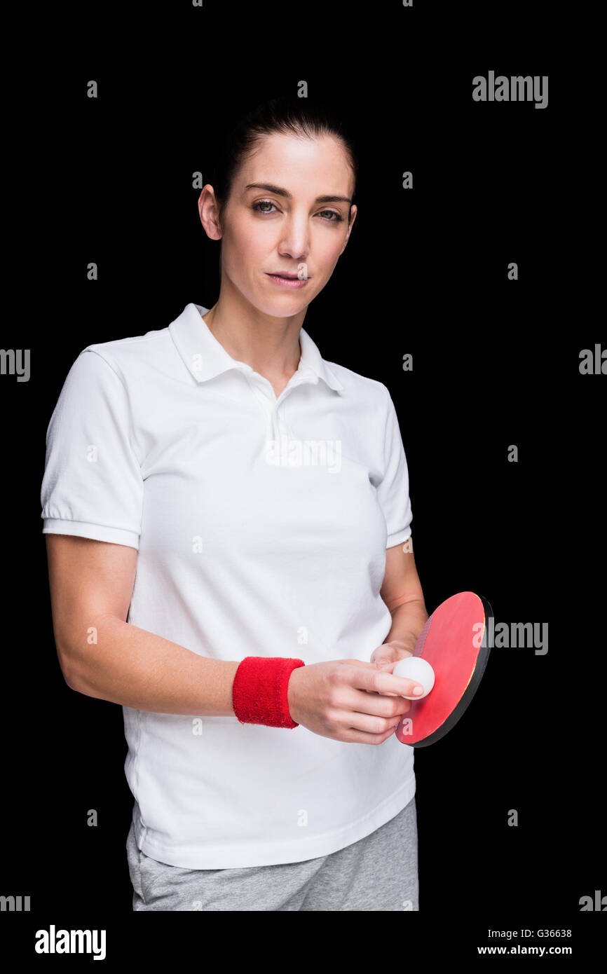 Weibliche Athleten spielen Ping-pong Stockfoto