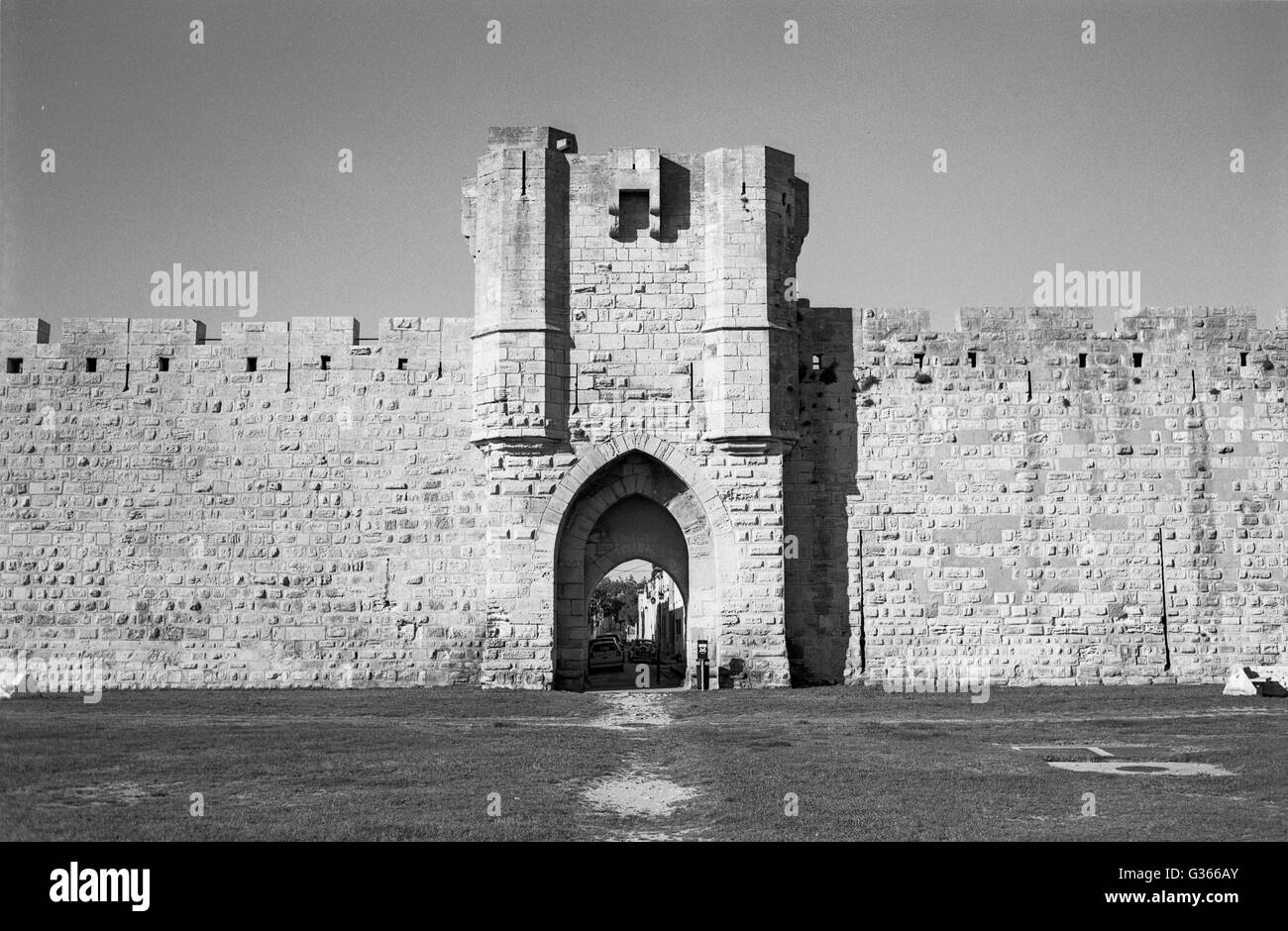 Stadtmauer von Aigues-Mortes Stockfoto