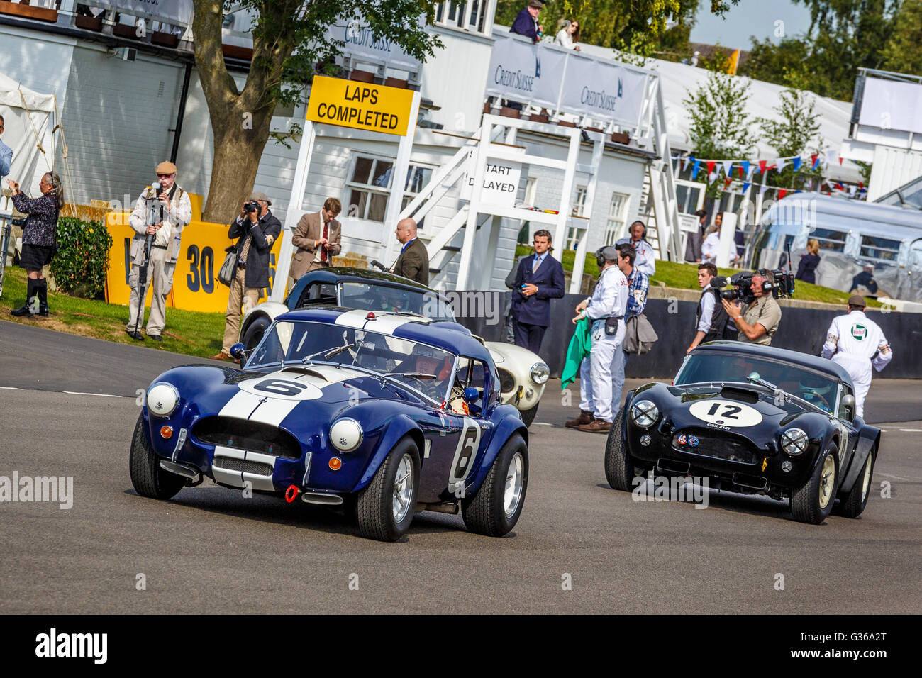Die Shelby Cobra Daytona Coupe Parade an der 2015 Goodwood Revival, Sussex, UK. Stockfoto