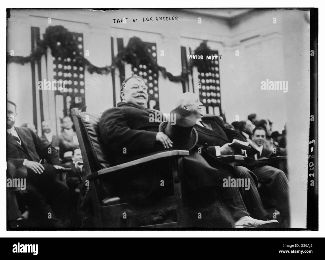 Präsident William Howard Taft (1857-1930) warb in Süd-Kalifornien und erhielt ein herzliches Willkommen in Los Angeles und in Pasadena. Die Straßen waren drängten, und es gab Jubel entlang der Route. Stockfoto