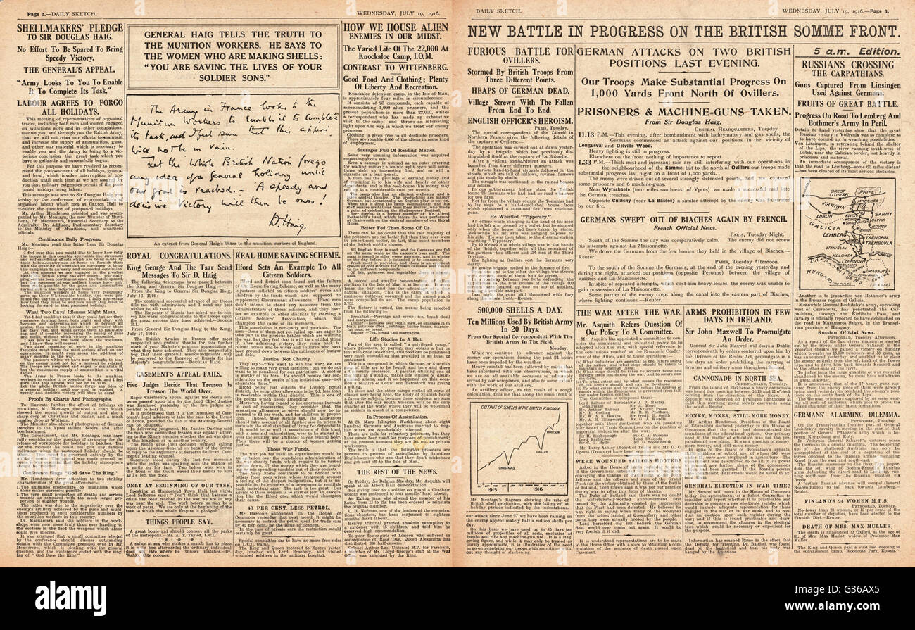 1916 Daily Sketch Schlacht an der Somme Stockfoto
