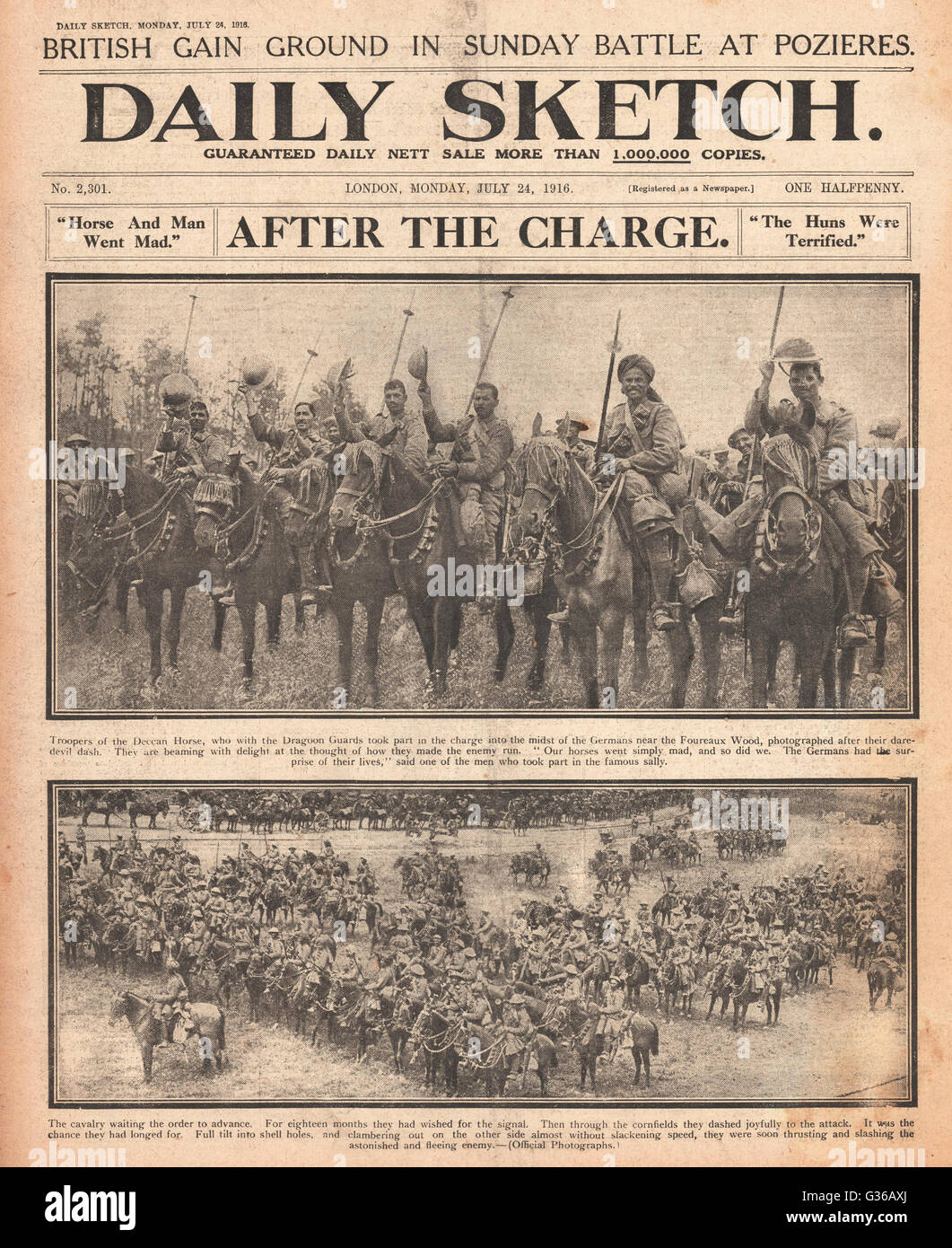 1916 Daily Sketch Kavallerie der indischen Armee Stockfoto