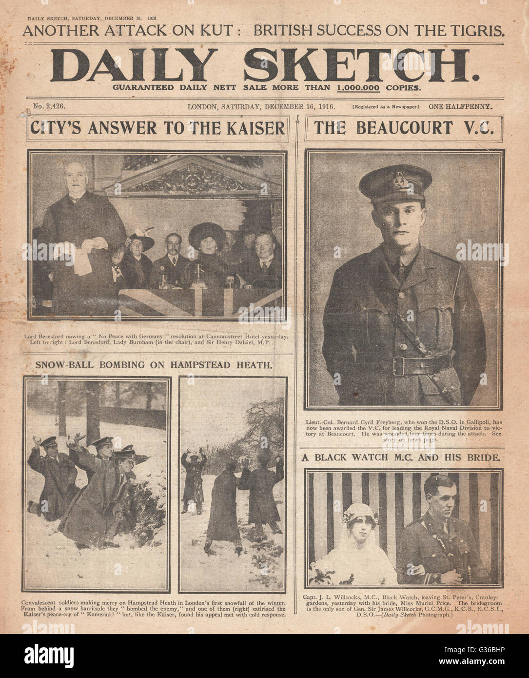 1916 Daily Sketch Titelseite Bernard Cyril Freyberg Das Victoria