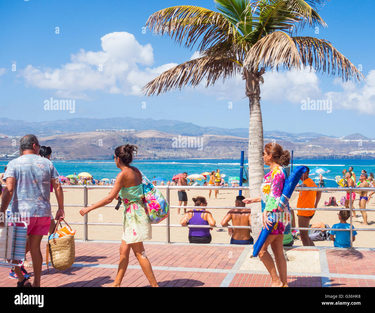 Las Canteras Strand in Las Palmas, Gran Canaria, Kanarische Inseln, Spanien Stockfoto