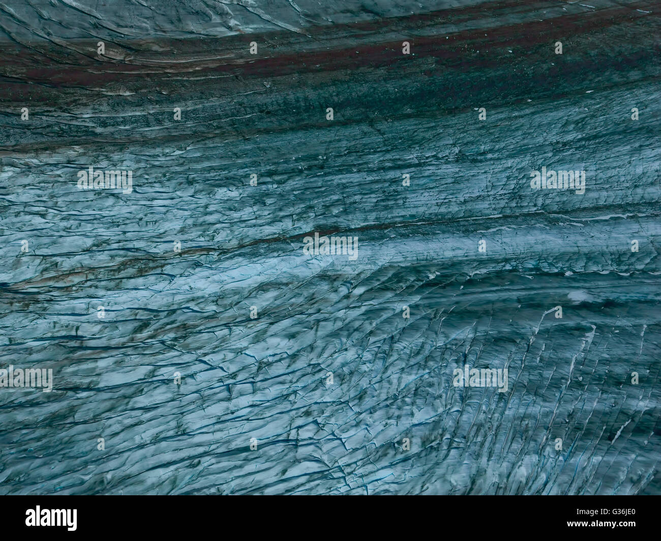 Eine Alaska-Gletscher aus der Luft bilden abstrakte Muster gesehen. Stockfoto