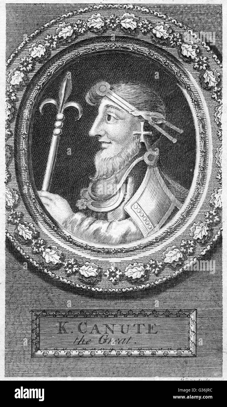 König Knut / Knut König von England (1016-35) und Dänemark (1018-35).      Datum: 11. Jahrhundert Stockfoto
