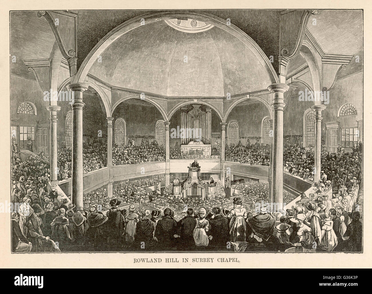 Rowland Hill predigt in Surrey Chapel, London Stockfoto