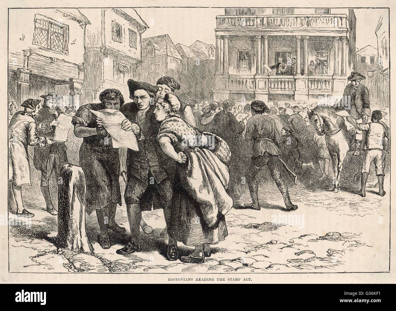 Stamp Act in Boston während der amerikanischen Unabhängigkeit Datum: 1766 Stockfoto