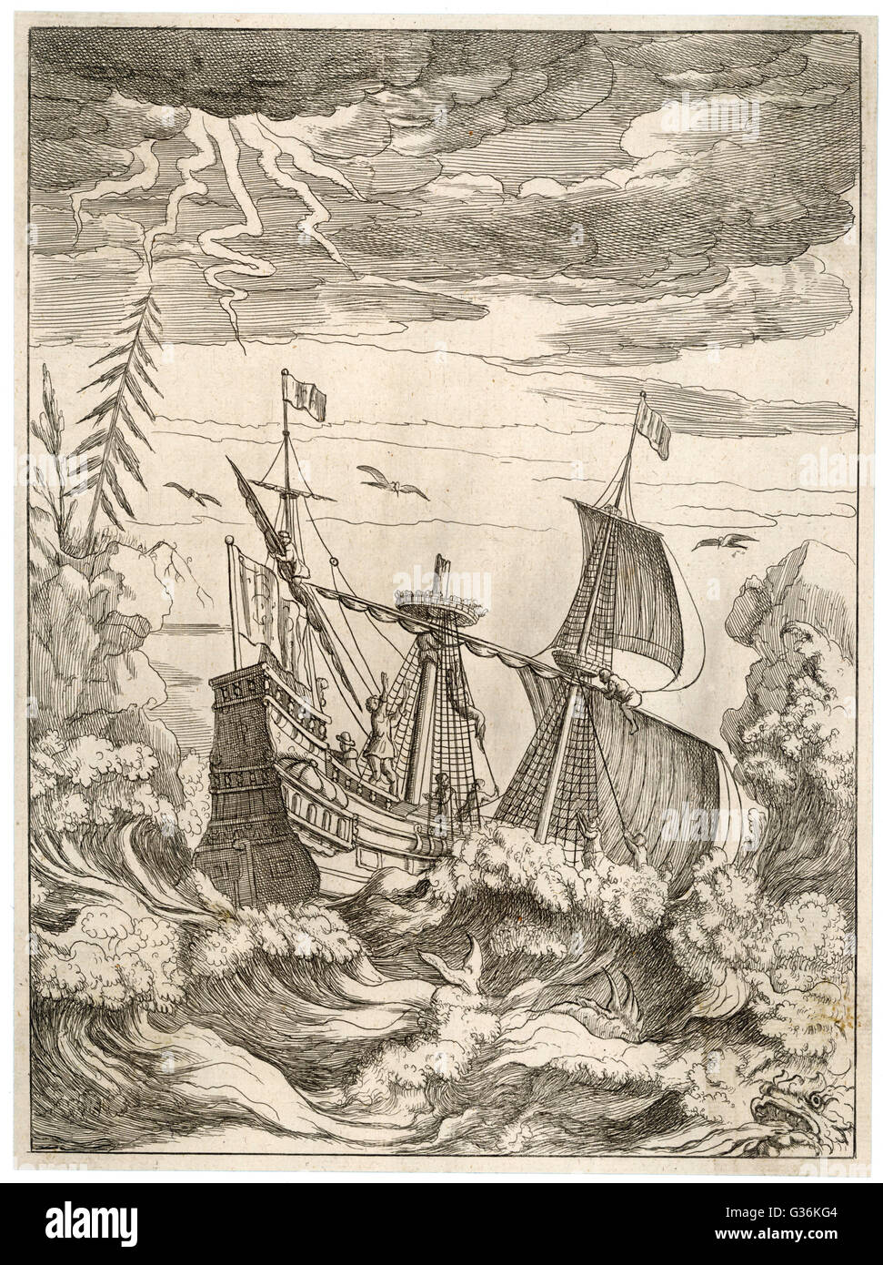 Die Galeone im Sturm Stockfoto