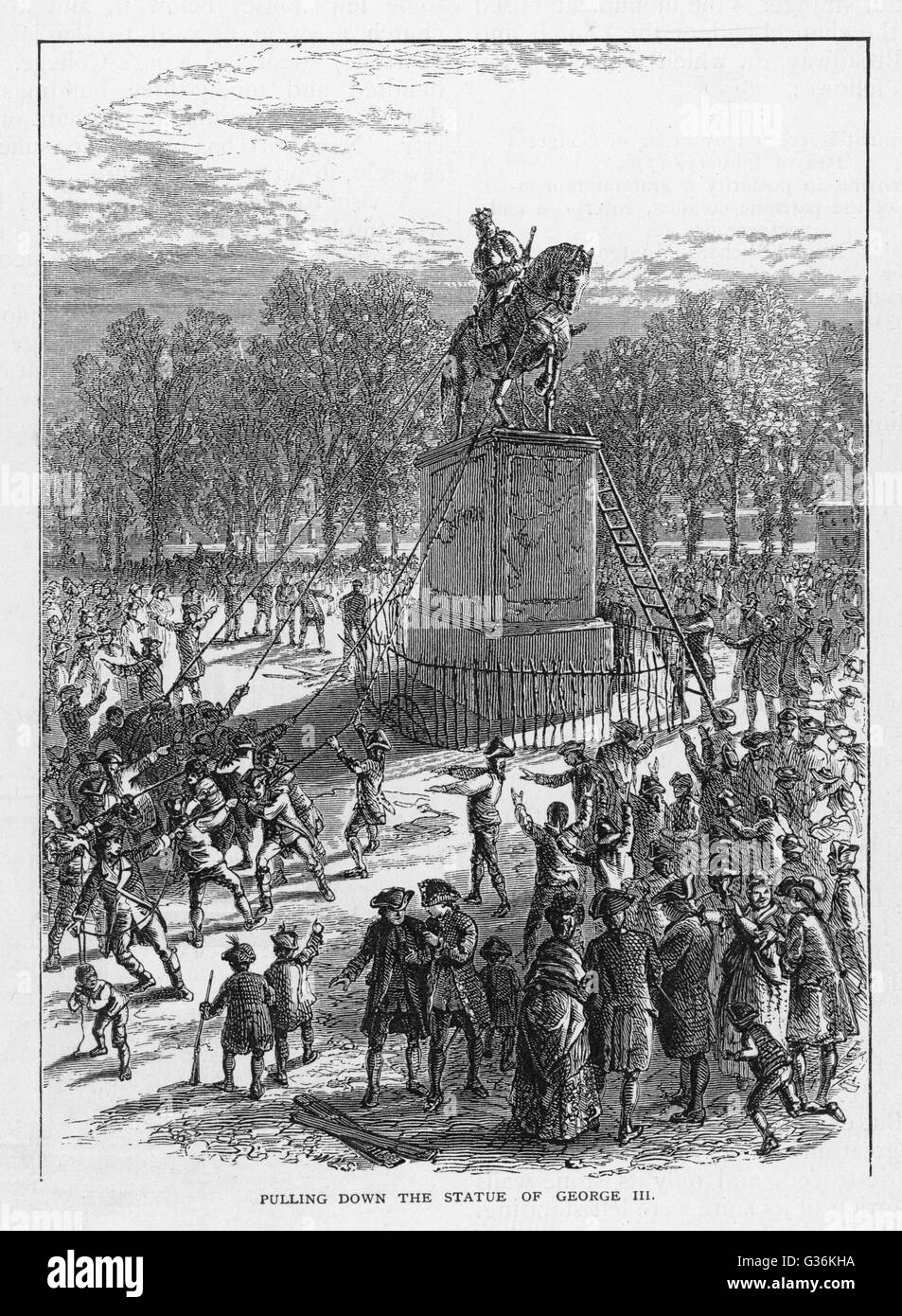 Die Statue von George III. Wurde heruntergezogen Stockfoto