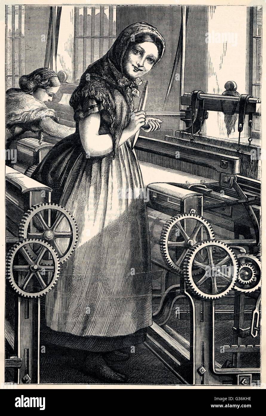 kinderarbeit in einer Baumwollfabrik 1867 Stockfoto